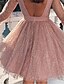 abordables Vestidos de Nochevieja-Mujer Vestido hasta la Rodilla Vestido de una línea Rosa Manga Larga Espalda al Aire Malla Retazos Color puro Escote Redondo Primavera Verano Fiesta Romántico Sensual Malla S M L XL XXL