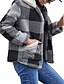 preiswerte Damen Jacken-Damen Jacke Herbst Winter Täglich Standard Mantel warm halten Regular Fit Alltag Jacken Langarm Kariert Tasche Plaid / Karomuster Grau Khaki / Bedruckt