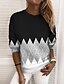 cheap Women&#039;s Hoodies &amp; Sweatshirts-Women&#039;s Sweatshirt Pullover Geometric Color Block Casual Sports Print Black Red Blue Active Streetwear Round Neck Long Sleeve Without Lining Micro-elastic Fall &amp; Winter