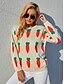 cheap Women&#039;s Clothing-Women&#039;s Pullover Basic Basic Fruit Round Neck Spring &amp;  Fall Thick Beige