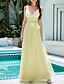 cheap Bridesmaid Dresses-Sheath / Column V Neck Floor Length Tulle Bridesmaid Dress with Ruching