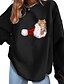 cheap Hoodies &amp; Sweatshirts-Women&#039;s Cat Animal Sweatshirt Pullover Print Hot Stamping Christmas Christmas Gifts Sports Streetwear Oversized Cotton Hoodies Sweatshirts  Loose Black Gray
