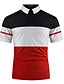 cheap Polos-Men&#039;s Golf Shirt Tennis Shirt Striped Collar Shirt Collar Daily Work Short Sleeve Patchwork Tops Basic Casual Daily Casual / Sporty Black / Red Light gray Red