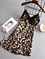 cheap Sleep &amp; Lounge-Women&#039;s 1 pc Pajamas Nightgown Satin Hot Fashion Leopard Imitated Silk Home Daily Bed V Wire Breathable Gift Sleeveless Print Fall Summer Pink Brown