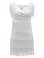 cheap Mini Dresses-Women&#039;s Black Sequin Dress Fringe Dress Party Dress Sparkly Dress Dress Homecoming Dress Mini Dress Black White Sleeveless Tassel Fall Spring V Neck Fashion