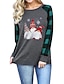 cheap T-Shirts-Women&#039;s Gift Weekend T shirt Tee Painting Long Sleeve Plaid Graphic Color Block Round Neck Print Basic Tops Green Red S / 3D Print