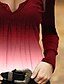 abordables Tops &amp; Blouses-Mujer Camiseta Gradiente de Color Diario Fin de semana Manga Larga Camiseta Escote en Pico Ajuste de encaje Básico Navidad Ajuste regular Verde Trébol Azul Piscina Gris S