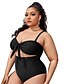 cheap One-Pieces-Women&#039;s Swimwear One Piece Monokini Plus Size Swimsuit Solid Color Slim Black Strap Camisole Bathing Suits Vacation Fashion New / Sexy / Padded Bras