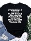 preiswerte T-shirts-Damen T Shirt 100% Baumwolle Schwarz Weiß Buchstabe Text Bedruckt Kurzarm Täglich Wochenende Basic Rundhalsausschnitt