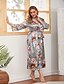 cheap Sleep &amp; Lounge-Women&#039;s Plus Size 1 pc Pajamas Robes Gown Bathrobes Simple Hot Retro Flower Satin Home Party Wedding Party V Wire Breathable Gift Long Sleeve Print Fall Spring Belt Included Light gray / Spa