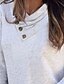 cheap Plus Size Tops-Women&#039;s Plus Size Tops T shirt Plain Long Sleeve Asymmetric Button Streetwear V Neck Polyster Daily Sports Fall Winter White