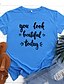 abordables T-shirts-T shirt Tee Femme Intérieur du quotidien Manches Courtes Cœur Lettre Col Rond Imprimer basique Blanche Bleu Gris Hauts Standard S