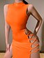 cheap Party Dresses-Women&#039;s Maxi long Dress Sheath Dress White Black Orange Beige Sleeveless Split Hollow To Waist Pure Color Turtleneck Spring Summer Sexy 2022 Slim S M L