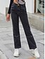 abordables pantalones-Mujer Pantalones Vaqueros Longitud total Pantalones Rígido Trabajo Fin de semana Color sólido Alta cintura Azul Piscina Negro Azul claro XS S M L