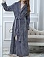 cheap Sleep &amp; Lounge-Women&#039;s 1 pc Pajamas Robes Gown Bathrobes Plush Simple Comfort Pure Color Flannel Home Daily Bed V Wire Warm Gift Long Sleeve Basic Fall Winter Belt Included White Gray / Lace Up / Spa