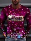 cheap Men&#039;s Socks-T Shirt Men&#039;s Unisex T shirt Tee Santa Claus Graphic Prints Crew Neck Purple 3D Print  Daily Long Sleeve Print Clothing Apparel Designer Casual Big and