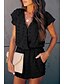 cheap Jumpsuits &amp; Rompers-Women&#039;s Casual Daily Streetwear V Neck Going out Casual / Daily Embroidery Blue Blushing Pink Black Romper Patchwork Solid Colored