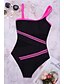 cheap One-Pieces-Women&#039;s Swimwear One Piece Monokini Swimsuit Color Block Letter Tummy Control Open Back Mesh Black Strap Bathing Suits Party Fashion New / Sexy / Padded Bras