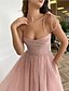 cheap Casual Dresses-Women&#039;s Midi Dress Swing Dress Pink Sleeveless Mesh Solid Color Spaghetti Strap Spring Summer Party Elegant Romantic 2022 S M L XL