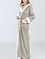 cheap Sleep &amp; Lounge-Women&#039;s 1 pc Pajamas Robes Gown Bathrobes Plush Simple Comfort Pure Color Flannel Home Daily Bed V Wire Warm Breathable Long Sleeve Basic Fall Winter Belt Included Pocket Gray Pink / Lace Up