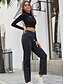 abordables pantalones-Mujer Pantalones Vaqueros Longitud total Pantalones Rígido Trabajo Fin de semana Color sólido Alta cintura Azul Piscina Negro Azul claro XS S M L