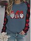 billige Christmas Sweater-Dame Figurer Skotskternet Gnome Hattetrøje Sweatshirt Andre tryk Julegaver Daglig Afslappet Jul Bomuld Hættetrøjer Sweatshirts Løstsiddende Grå