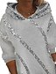 billige Sweaters-Dame Plus størrelse Toppe Hættetrøje Grafisk Langærmet Basale Efterår Vinter Grå Sort Stor størrelse L XL 2XL 3XL / Plusstørrelser / Plusstørrelser