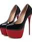 billige Pumps &amp; Heels-dame hæle pumps valentines gaver stiletter høje hæle fest &amp; aften farve blok ensfarvet platform stilet hæl rund tå sexet minimalisme pu loafer sort/rød sort sko med rød bund