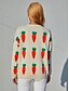 abordables Vêtements Femme-Femme Pullover Basique basique Fruit Col Rond Printemps &amp; Automne Epais Beige