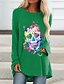 economico T-shirts-Per donna Halloween maglietta Pop art Stampe astratte Manica lunga Rotonda Top Halloween Top basic Nero Blu Rosso