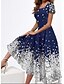 cheap Midi Dresses-Women&#039;s Maxi long Dress Swing Dress Floral Dress Navy Blue Short Sleeve Print Floral Square Neck Spring Summer Party Elegant Casual 2022 S M L XL XXL