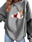 cheap Hoodies &amp; Sweatshirts-Women&#039;s Cat Animal Sweatshirt Pullover Print Hot Stamping Christmas Christmas Gifts Sports Streetwear Oversized Cotton Hoodies Sweatshirts  Loose Black Gray