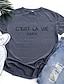 preiswerte T-shirts-Damen T-Shirt Grafik Buchstabe Rundhalsausschnitt Bedruckt Grundlegend Oberteile 100% Baumwolle Blau Rosa Wein