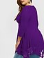 cheap Plus Size Tops-Women&#039;s Lace Shirt Shirt Blouse Solid Color Floral Black Wine Purple Lace Long Sleeve Daily Weekend Basic Casual Crew Neck Regular Fit Spring Fall Winter