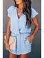 cheap Jumpsuits &amp; Rompers-Women&#039;s Casual Daily Streetwear V Neck Going out Casual / Daily Embroidery Blue Blushing Pink Black Romper Patchwork Solid Colored