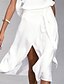 cheap Casual Dresses-Women‘s A Line Dress Midi Dress White Dress Split Spring Summer cold shoulder Personalized Stylish Elegant Loose