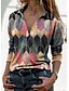 economico Tops &amp; Blouses-Per donna Blusa Camicia Monocolore Manica lunga Collage Con stampe Colletto Essenziale Top Cotone Bianco Nero