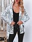 abordables Vestes Femme-Women&#039;s Glamorous Jacket   Spring Coat  Regular Fit  Long Sleeve  Reflective  Sparkly Sequins