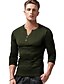 cheap Men&#039;s-Men&#039;s T shirt Tee V Neck Solid Color Black Army Green Navy Blue Beige Long Sleeve Button-Down Outdoor Casual Tops Basic Simple Casual / Micro-elastic / Spring / Fall