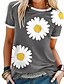 cheap Women&#039;s T-shirts-Women&#039;s T shirt Tee Floral Sunflower Daisy Yellow Red Blue Short Sleeve Daily Round Neck Loose Fit Summer