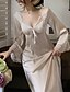 cheap Sleep &amp; Lounge-Women&#039;s 1 pc Pajamas Nightgown Satin Simple Ultra Slim Pure Color Satin Home Daily Bed V Wire Breathable Gift Long Sleeve Lace Basic Fall Spring Chest pads White Black