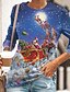 abordables T-shirts-T shirt Tee Femme Cadeau Fin de semaine Peinture Manches Longues Graphic 3D Motif de flocon de neige Col Rond Imprimer basique Bleu Hauts Standard S / 3D effet