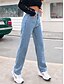 abordables pantalones-Mujer Pantalones Vaqueros Longitud total Pantalones Rígido Trabajo Fin de semana Color sólido Alta cintura Azul Piscina Negro Azul claro XS S M L