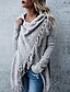 cheap Cardigans-Women&#039;s Cloak Capes Solid Color Tassel Knitted Stylish Vintage Style Basic Long Sleeve Loose Sweater Cardigans Fall Winter Crew Neck Army Green Khaki Light gray / Going out / Beach