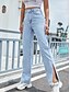 cheap Pants-Women&#039;s Trousers Split Jeans Full Length Pants Inelastic Work Weekend Solid Color High Waist Blue XS S M L