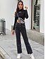 abordables pantalones-Mujer Pantalones Vaqueros Longitud total Pantalones Rígido Trabajo Fin de semana Color sólido Alta cintura Azul Piscina Negro Azul claro XS S M L