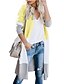 cheap Women&#039;s Clothing-Women&#039;s Cardigan Color Block Print Classic Multi Color Shirt Collar Spring &amp;  Fall Regular Light Yellow Light Coffee Blue Black Beige