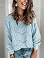cheap Women&#039;s Clothing-Women&#039;s Pullover Puff Sleeve Hole Classic Simple Scoop Neck Spring &amp;  Fall Regular Blue Pink Grey Beige