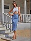 cheap Women&#039;s Clothing-Women&#039;s Denim Button Retro Plain Summer Regular Blue