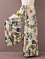 cheap Pants-Women&#039;s Culottes Wide Leg Normal Flower / Floral Yellow Red Fashion Mid Waist Full Length Casual Weekend Summer Spring &amp;  Fall